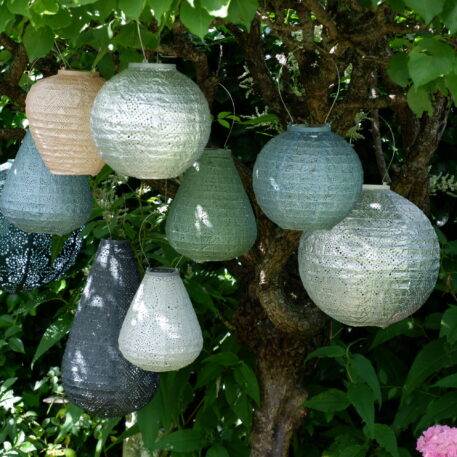 lumiz solar lampion round 20 silver en grey blue tulip 20 silver sage green en grey blue round 30 silver