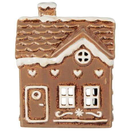 huis voor waxinelicht stillenat bruin gingerbread en cookies hoog 14 cm breed 11 cm diep 8 cm ib-laursen house for tealight stillenat brown gingerbread and cookies square door