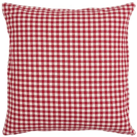 ib-laursen kussenhoes naturel met rode ruit 50 x 50 cm katoen cushion cover asta red with small natural and red check