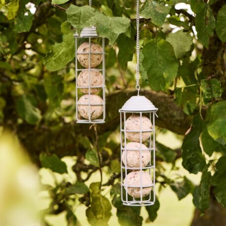 vogel vetbolhouder licht grijs metaal hoog 22.5 cm diameter 5.6 cm ib-laursen bird feeder round