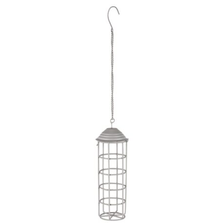 vogel vetbolhouder licht grijs metaal hoog 22.5 cm diameter 5.6 cm ib-laursen bird feeder round1