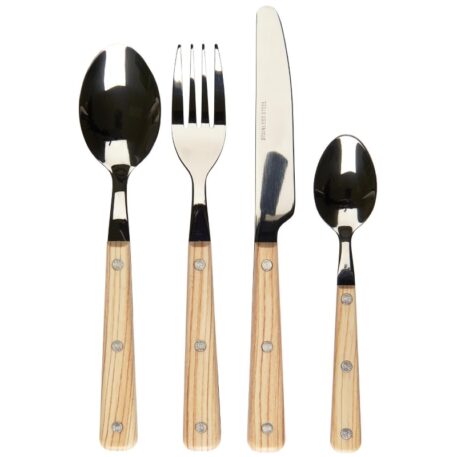 bestek set Valdemar 16 delig pvc in houtlook mes vork lepel en dessert lepel stainless steel ib-laursen cutlery set 16 pieces valdemar