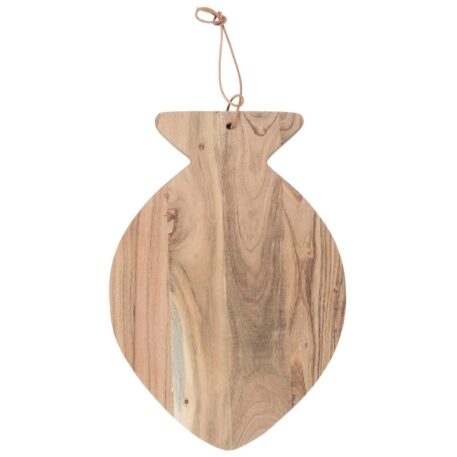 acacia hout snijplank vis lang 40.5 cm breed 28.5 cm hout dikte 1.5 cm ib-laursen cutting board with leather string round fish acacia wood